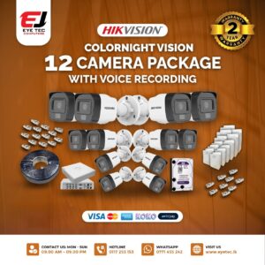Hikvision Color Night Vision Audio Camera X 12 Package
